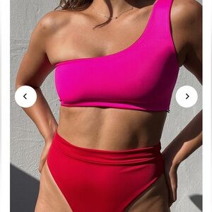 Reversible High-Waist Bikini — Pink & Red - Unofficial Swimwear